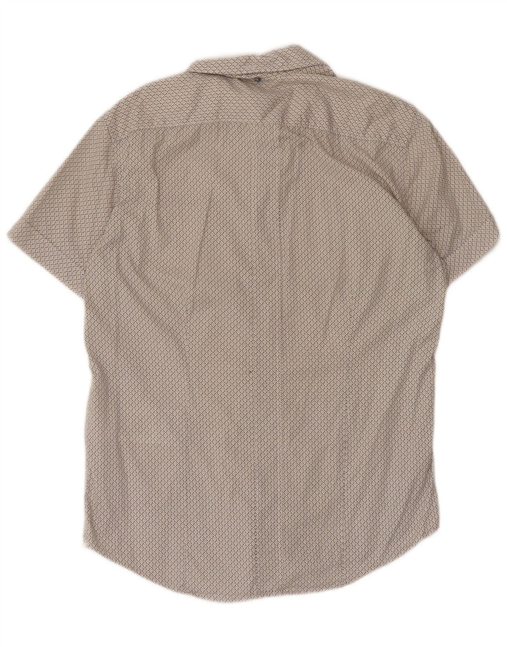 Gas Chemise à manches courtes pour homme Petit coton géométrique blanc