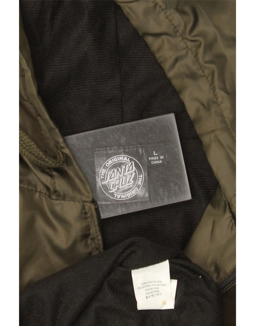 Santa Cruz Veste bomber à capuche graphique pour homme UK 40 Large Kaki Polyester