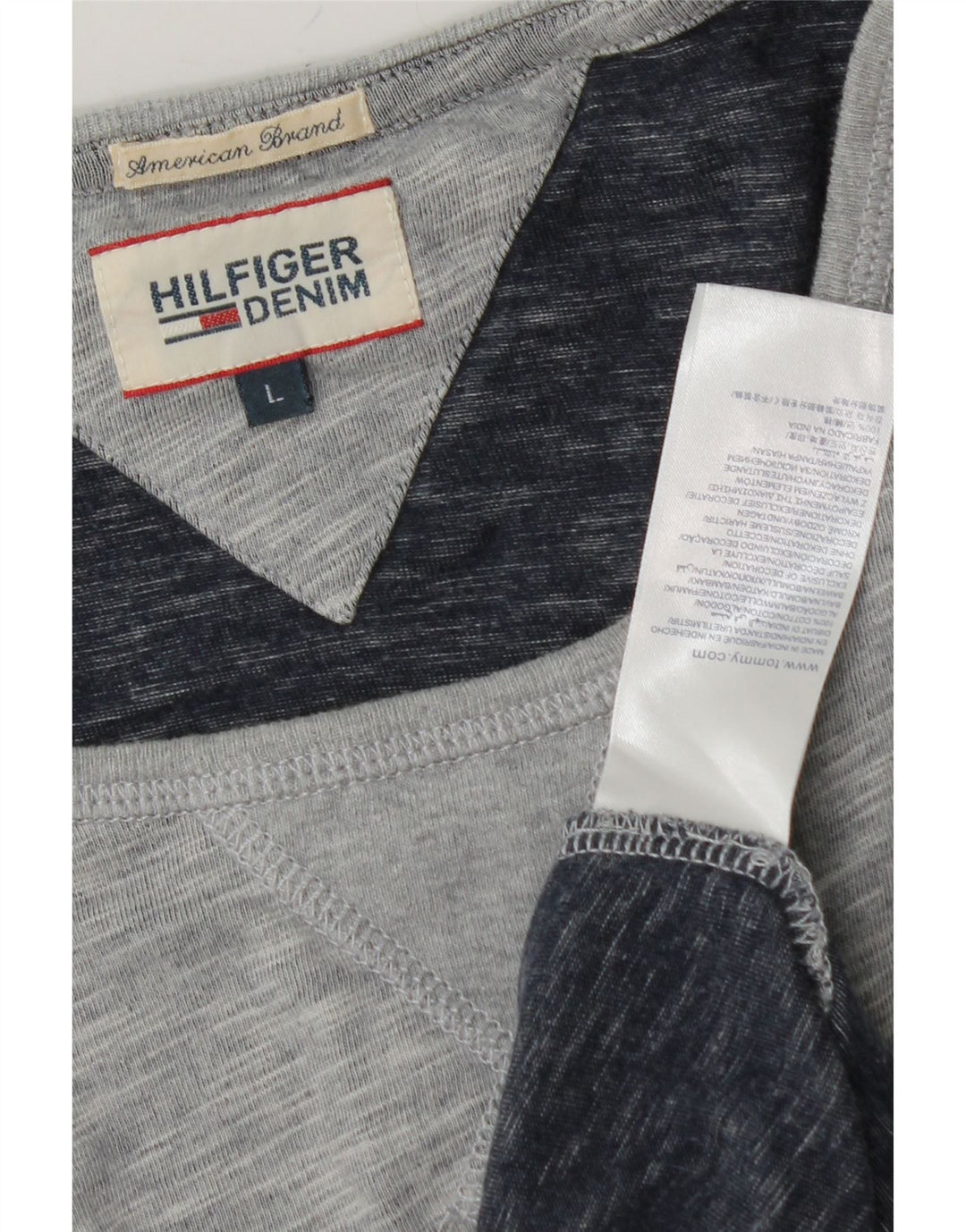 TOMMY HILFIGER Mens Top Long Sleeve Large Grey Flecked Cotton Vintage Tommy Hilfiger and Second-Hand Tommy Hilfiger from Messina Hembry 