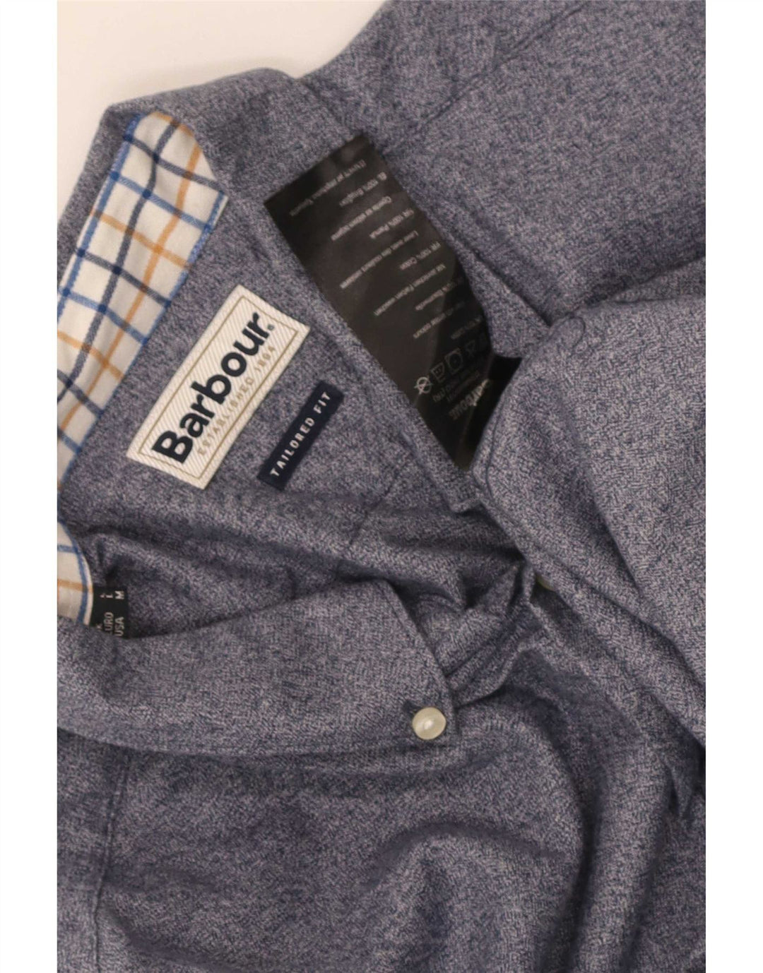 Chemise Coupe Ajustée Barbour Homme Bleu Moyen En Coton Moucheté