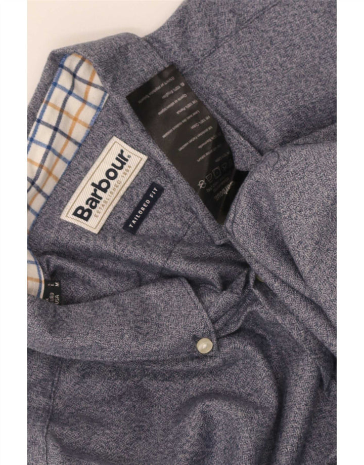 Chemise Coupe Ajustée Barbour Homme Bleu Moyen En Coton Moucheté