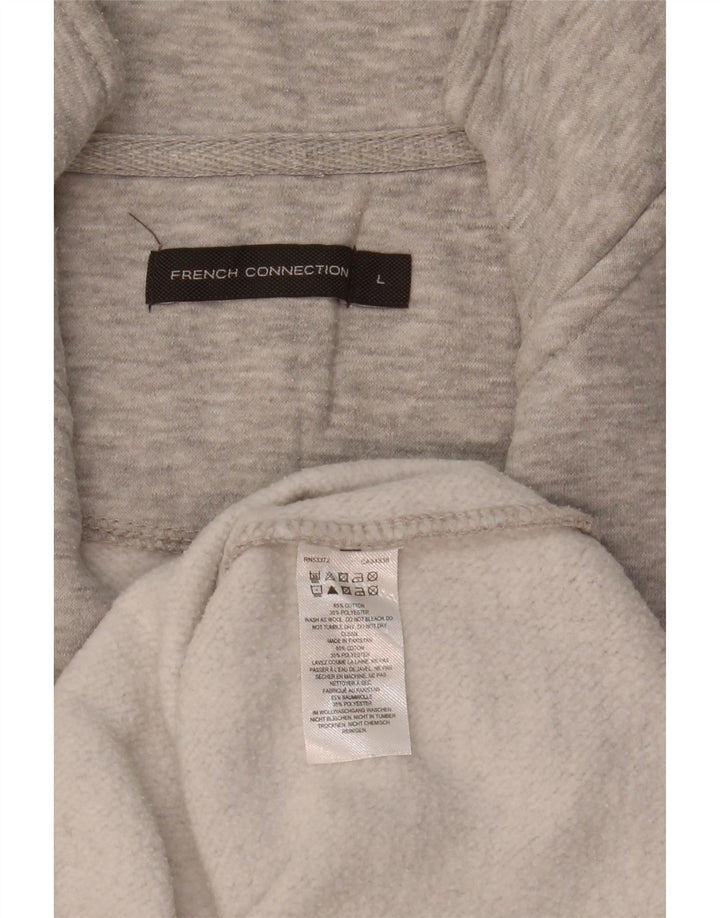 French Connection Sweat-shirt à col zippé pour homme, grand, gris, coton moucheté