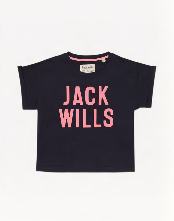 Jack Wills T-shirt graphique pour femme UK 6 XS Bleu marine Coton
