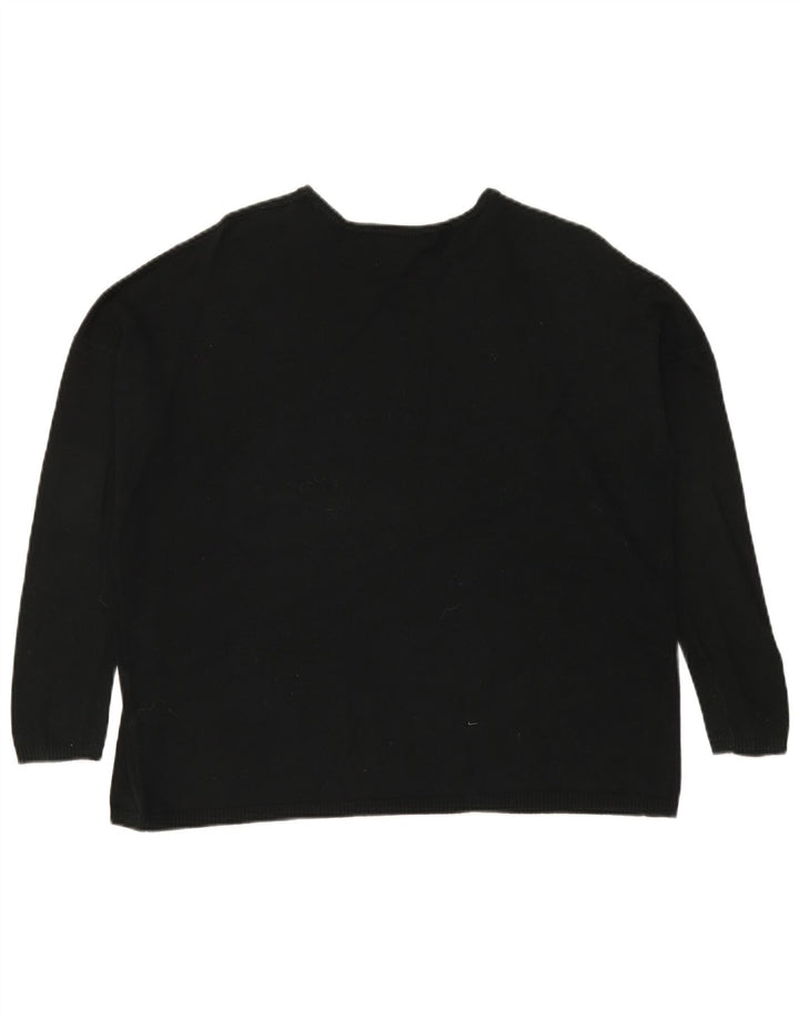 Zara Pull surdimensionné à col bateau pour femme UK 14 Noir moyen