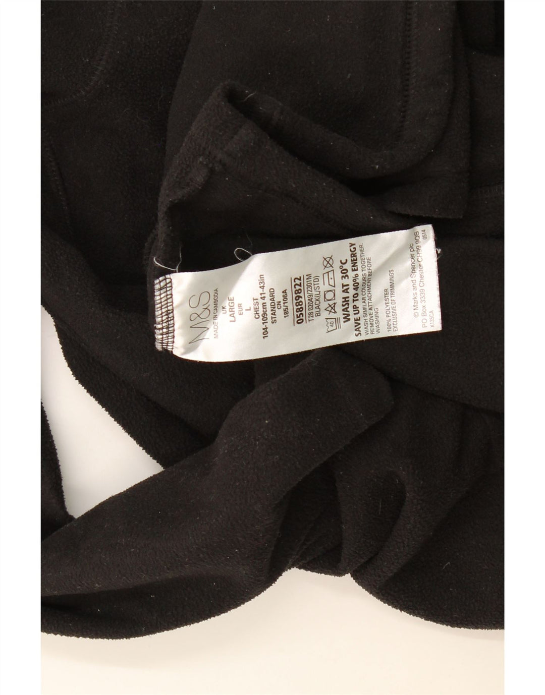 Marks & Spencer Veste polaire pour homme UK 40 Large Noir Polyester