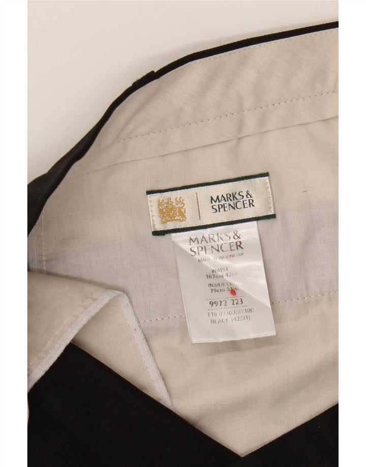 Marks & Spencer Pantalon de costume droit pour homme W42 L31 Noir Polyester