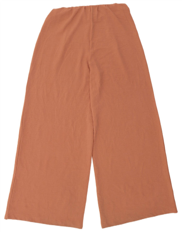 Zara Pantalon décontracté à jambe large pour femme Large W32 L32 Marron Polyester