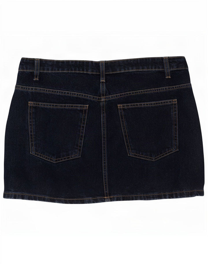 Zara Femme Mini Jupe En Jean Moyen W28 Bleu Marine Coton