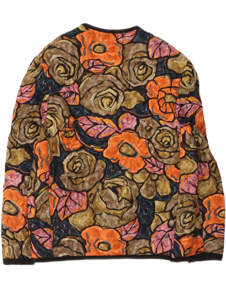 veste matelassée femme vintage UK 14 Viscose florale multicolore moyenne