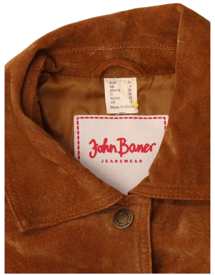 John Baner Veste en daim pour femme UK 8 Petit cuir marron