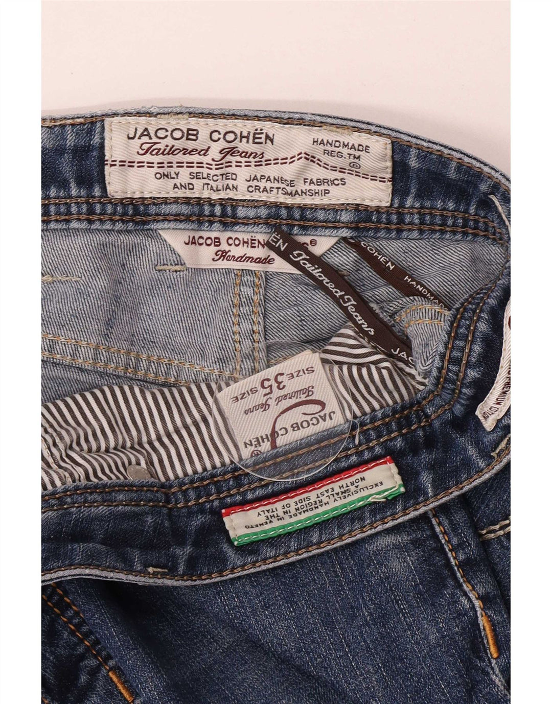 Jacob Cohen Jean slim fait main pour homme W35 L29 bleu coton