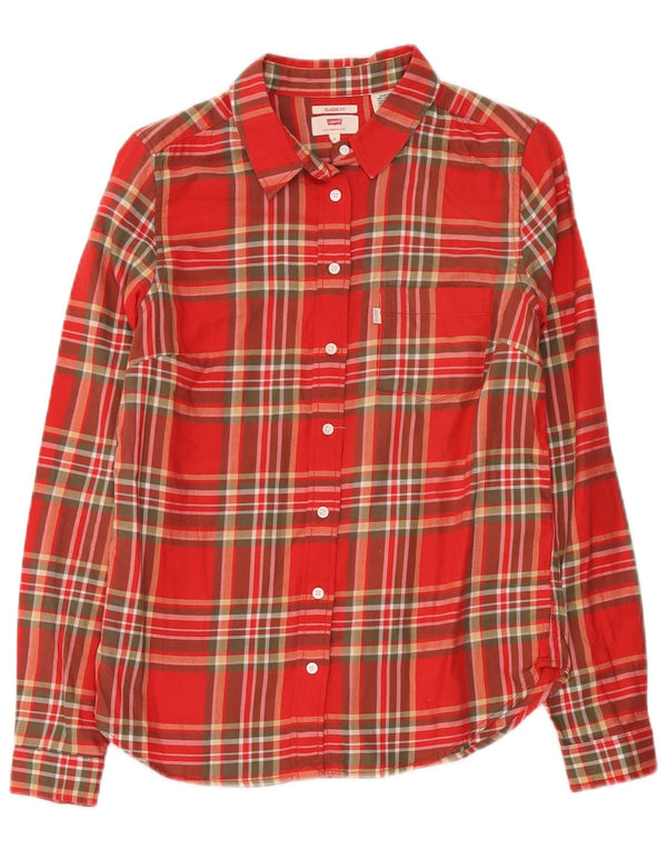 Levi's Chemise en flanelle coupe classique pour femme UK 10 Petit carreaux rouges en coton