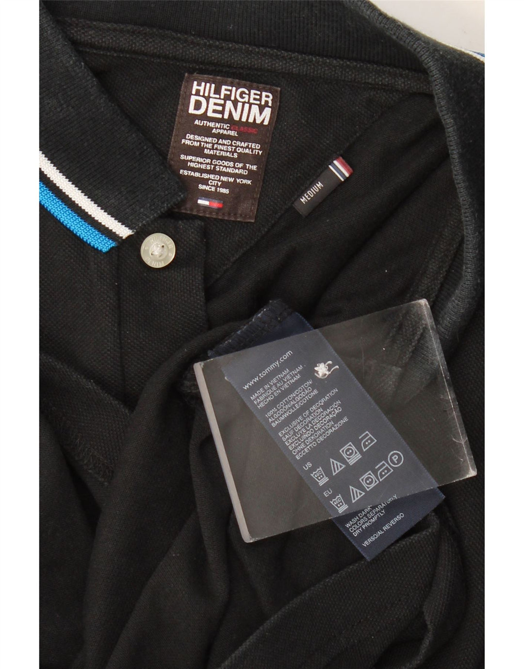 TOMMY HILFIGER Polo à Manches Longues Homme Noir Moyen Coton