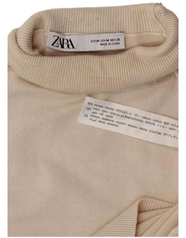 Zara Pull col roulé pour femme UK 12 Medium Off White Viscose