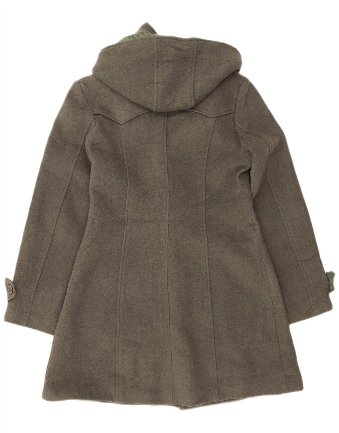 VINTAGE Femme Duffle Coat à capuche UK 16 Grande laine grise