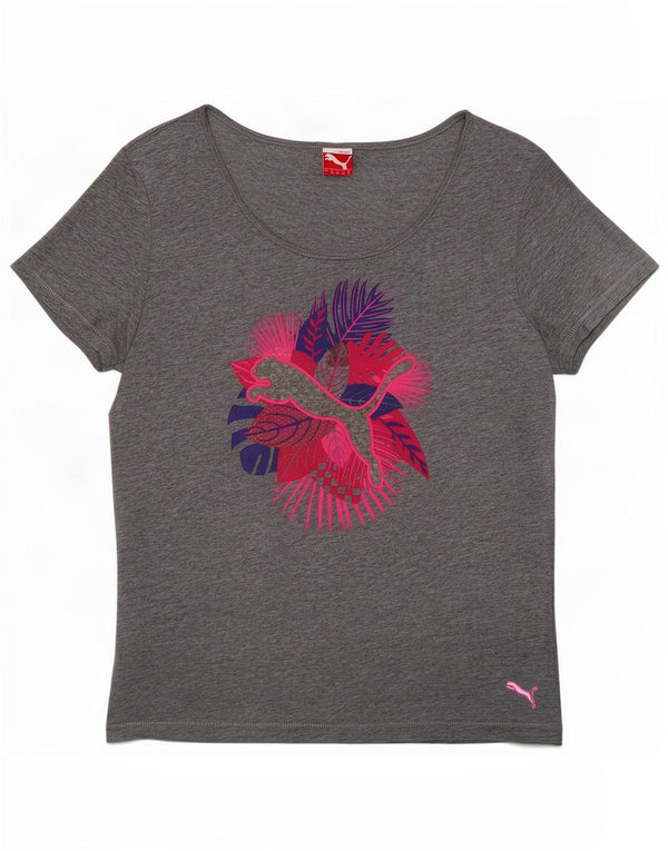 Puma T-shirt graphique pour femme UK 12 Gris moyen