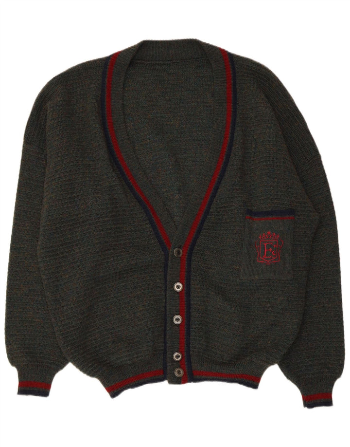 VINTAGE Pull Cardigan Homme IT 54/56 XL Polyacrylique Moucheté Vert