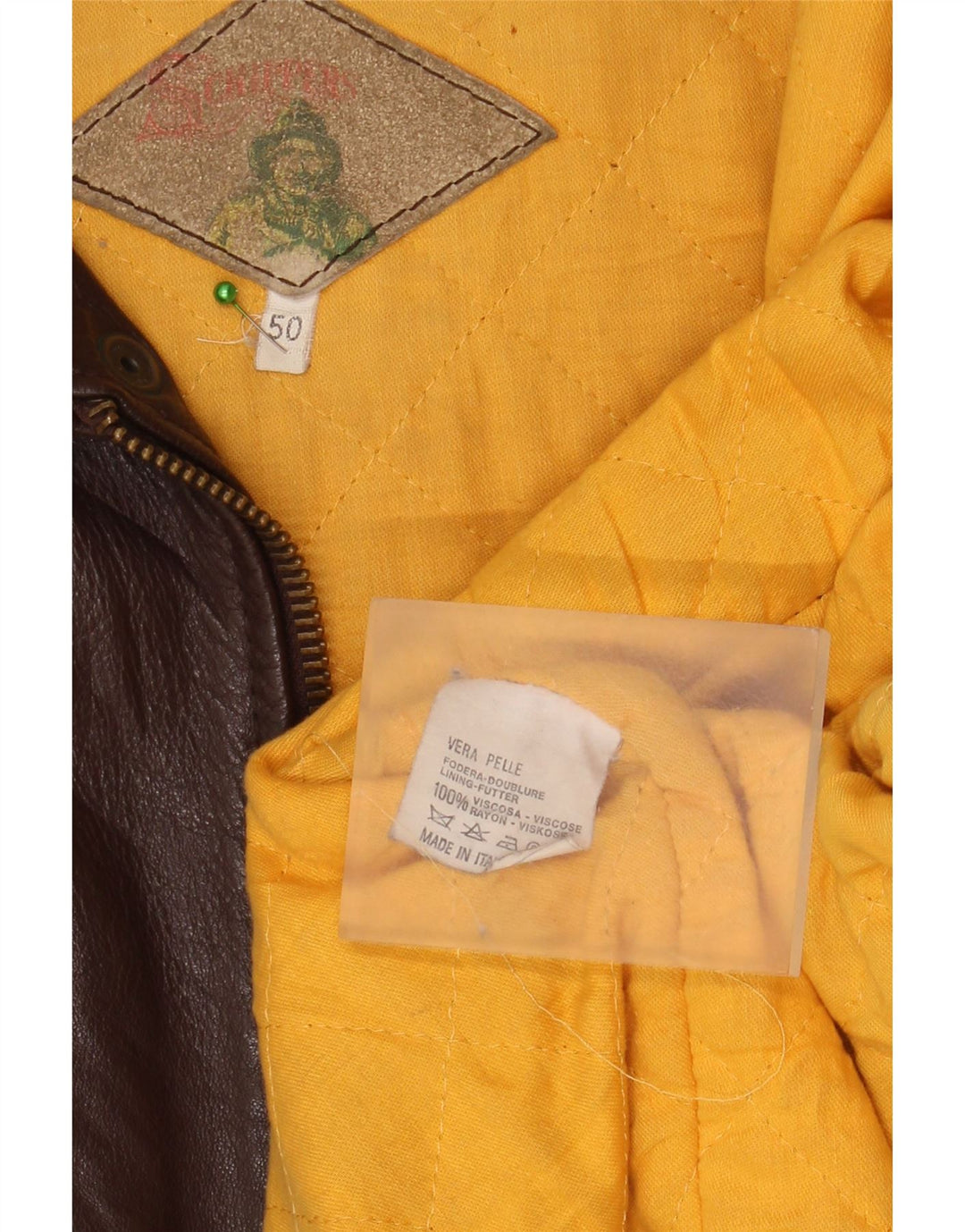 veste en cuir homme vintage IT 50 Grand cuir marron