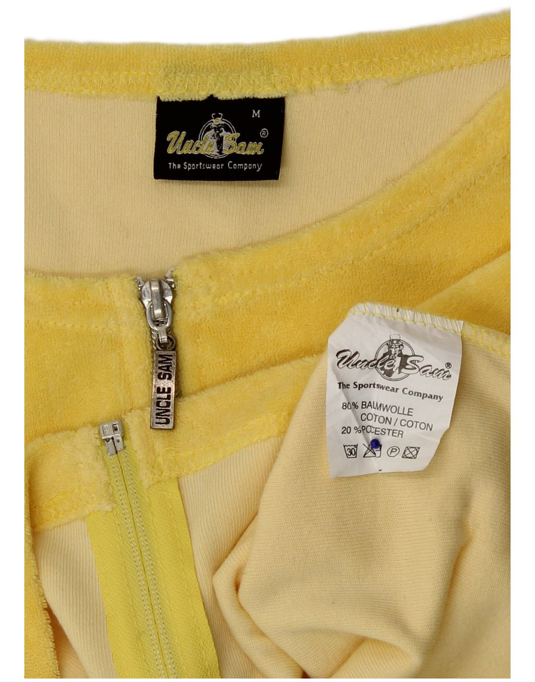 Oncle Sam Womens 3/4 Sleeve Crop Top UK 12 Coton Jaune Moyen