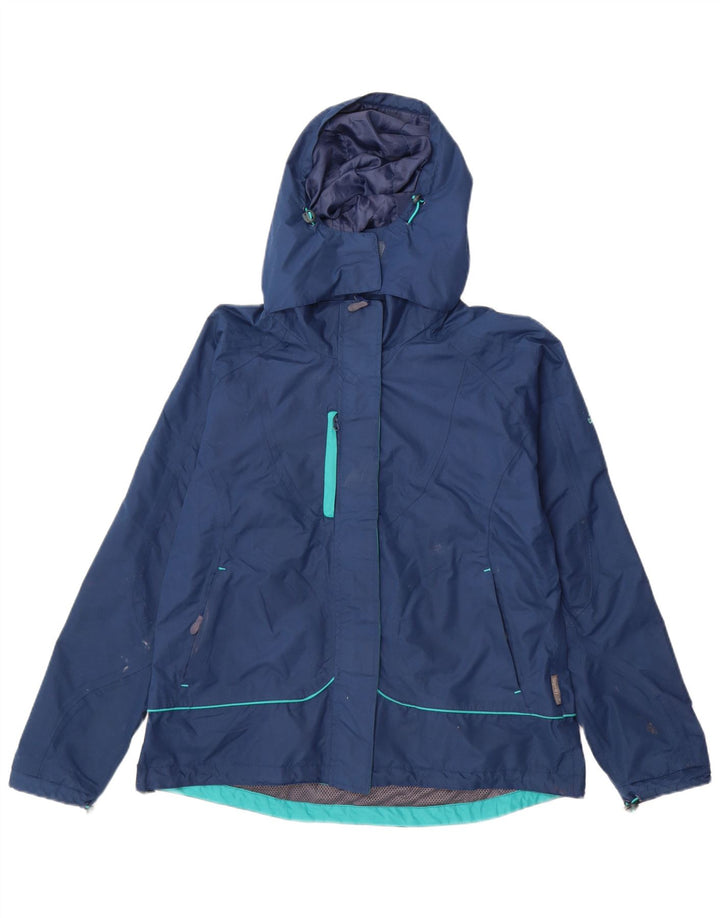 TARGET DRY Womens Hooded Rain Jacket UK 16 Large Navy Blue Polyester