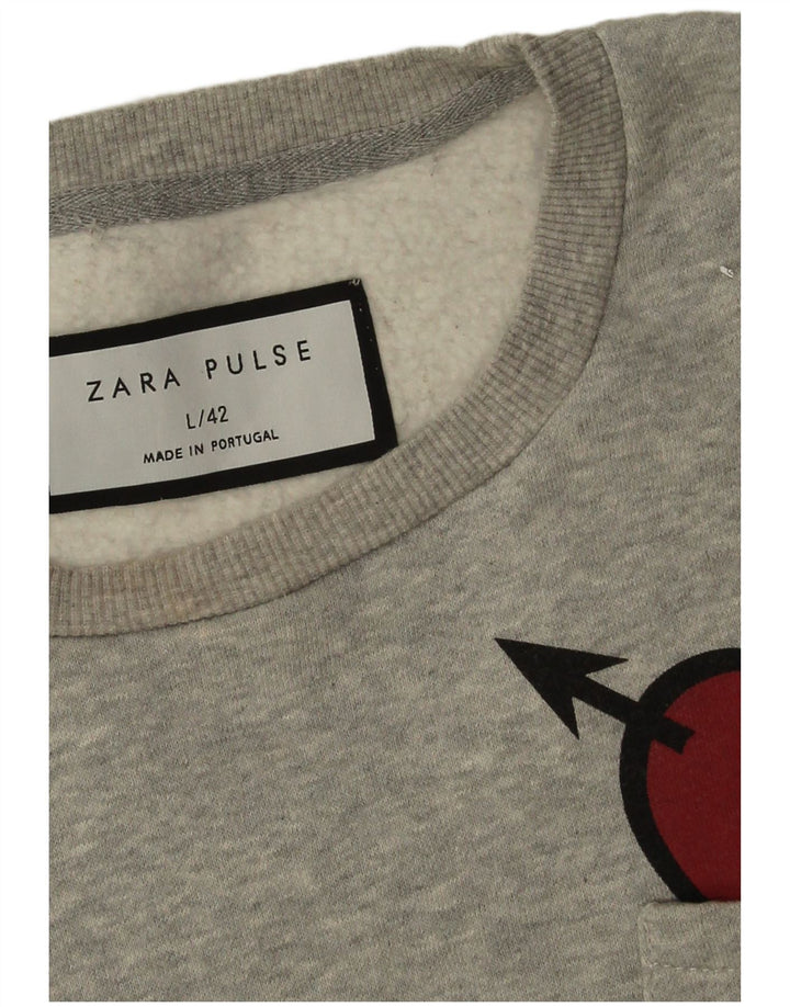 Zara Homme Sweatshirt Jumper Grand Coeur Moucheté Gris