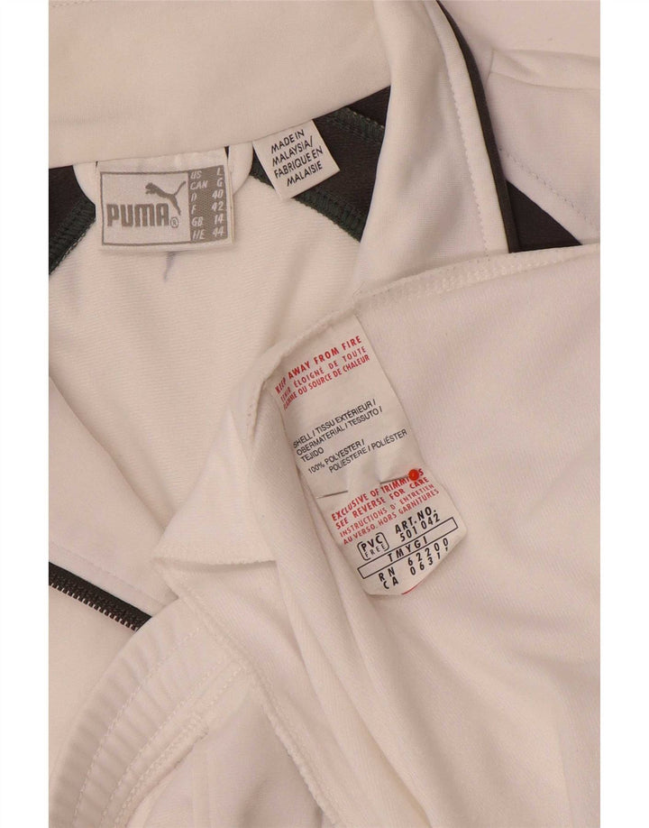 Puma Veste de survêtement pour femme UK 14 Large Blanc Colorblock Polyester