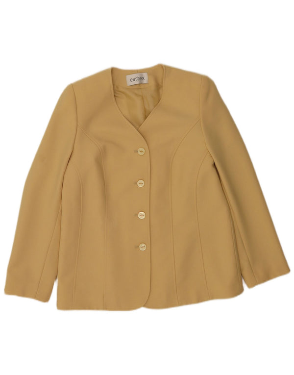 Eastex Womens 4 Button Blazer Jacket UK 14 Medium Beige Polyester