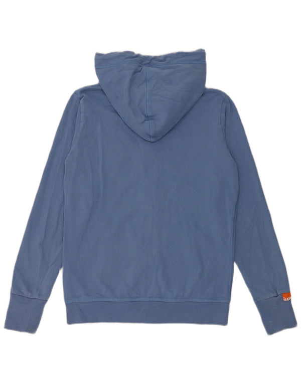 Superdry Pull à capuche zippé pour femme UK 14 Large Bleu Coton