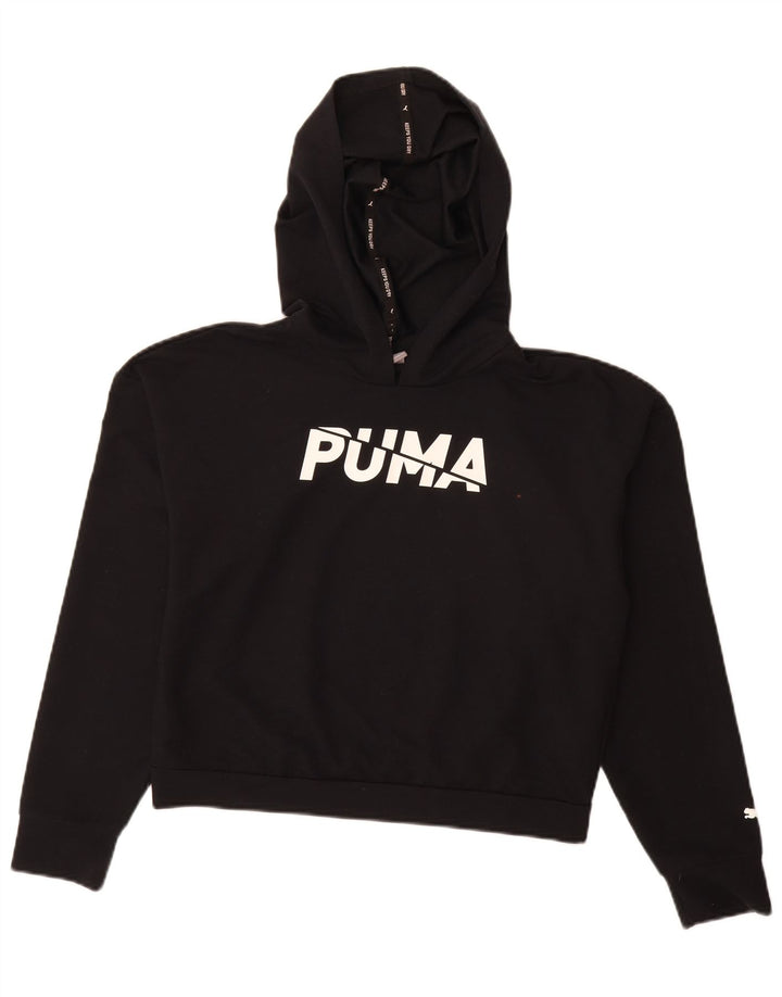 Puma Pull à capuche surdimensionné graphique pour femme UK 10 Petit Noir Polyester