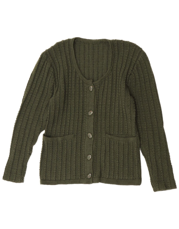 vintage Femme Cardigan Pull UK 14 Vert Moyen