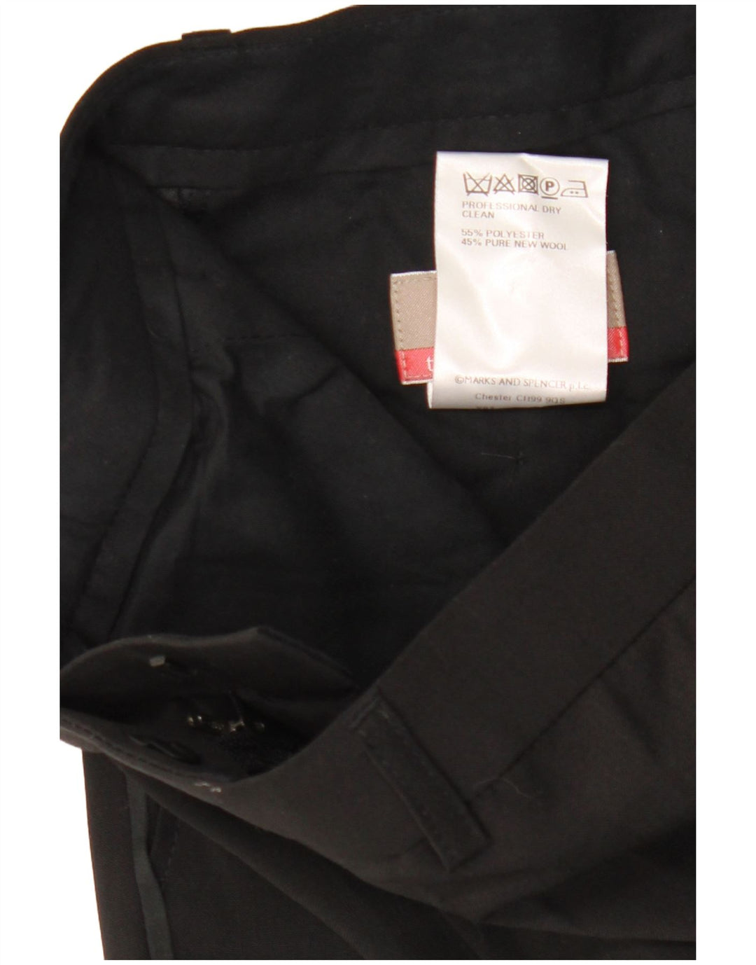 Marks & Spencer Pantalon de costume droit pour homme W32 L31 Noir Polyester