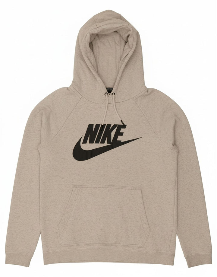 NIKE Mens Graphic Hoodie Jumper Small Grey Cotton