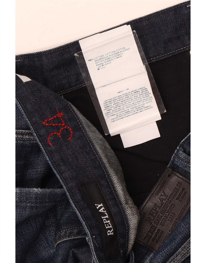Replay Jean droit effet vieilli W34 L31 bleu coton pour homme