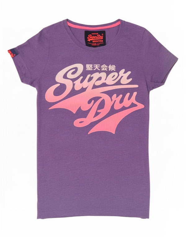 Superdry T-shirt graphique pour femme UK 6 XS Violet Polyester