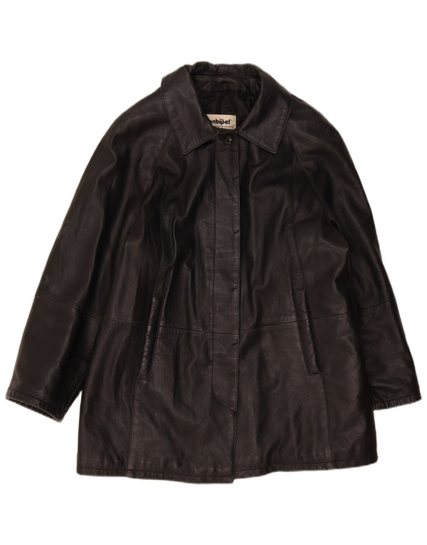 Conbipel Manteau en Cuir Coupe Ample Femme IT 44 Noir Moyen