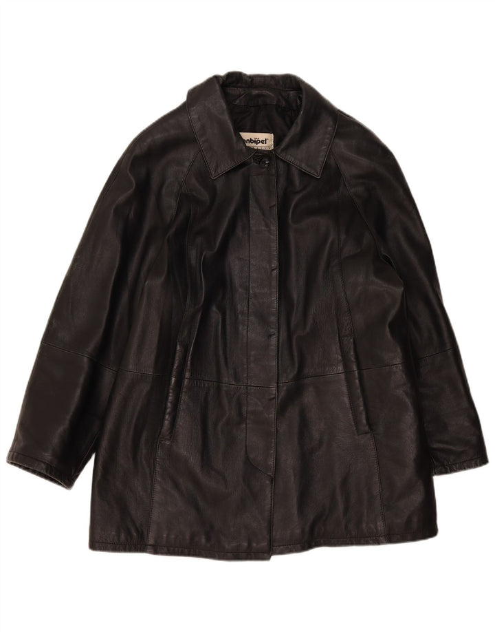 Conbipel Manteau en Cuir Coupe Ample Femme IT 44 Noir Moyen