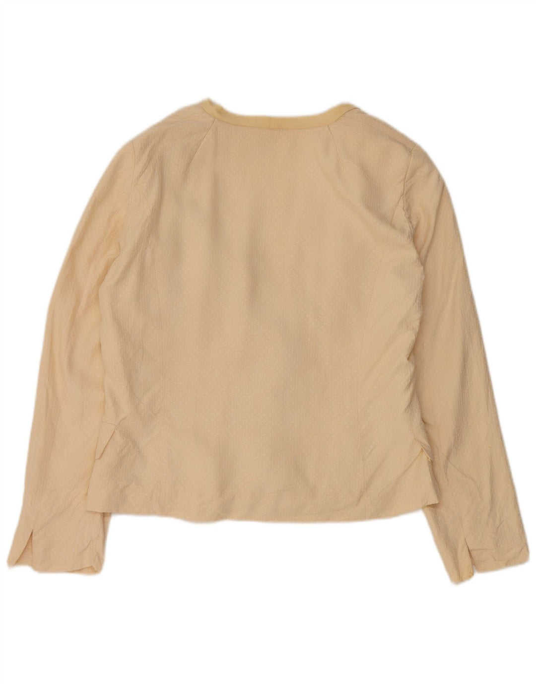 vintage Femme 3 Bouton Blazer Veste UK 14 Soie Beige Moyenne