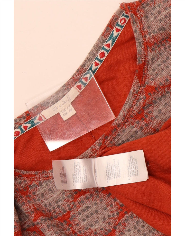 White Stuff Crop Top à manches longues pour femme UK 42 Rouge moyen géométrique