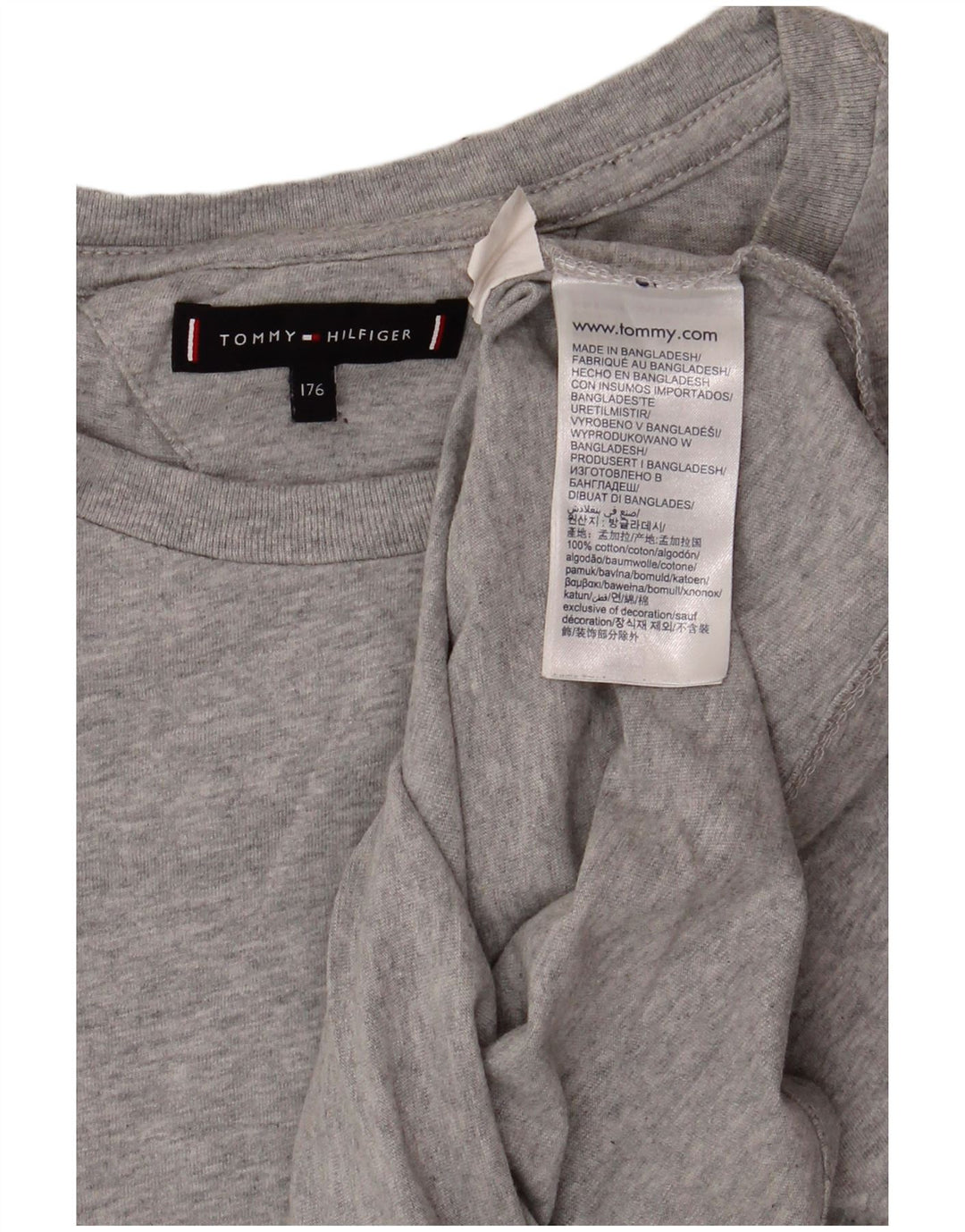 TOMMY HILFIGER T-Shirt Garçon 15-16 ans Gris Chiné Coton