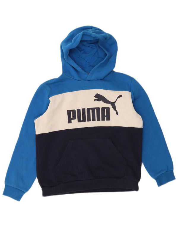 Puma Pull à capuche graphique pour garçon 11-12 ans Bleu Colorblock Coton