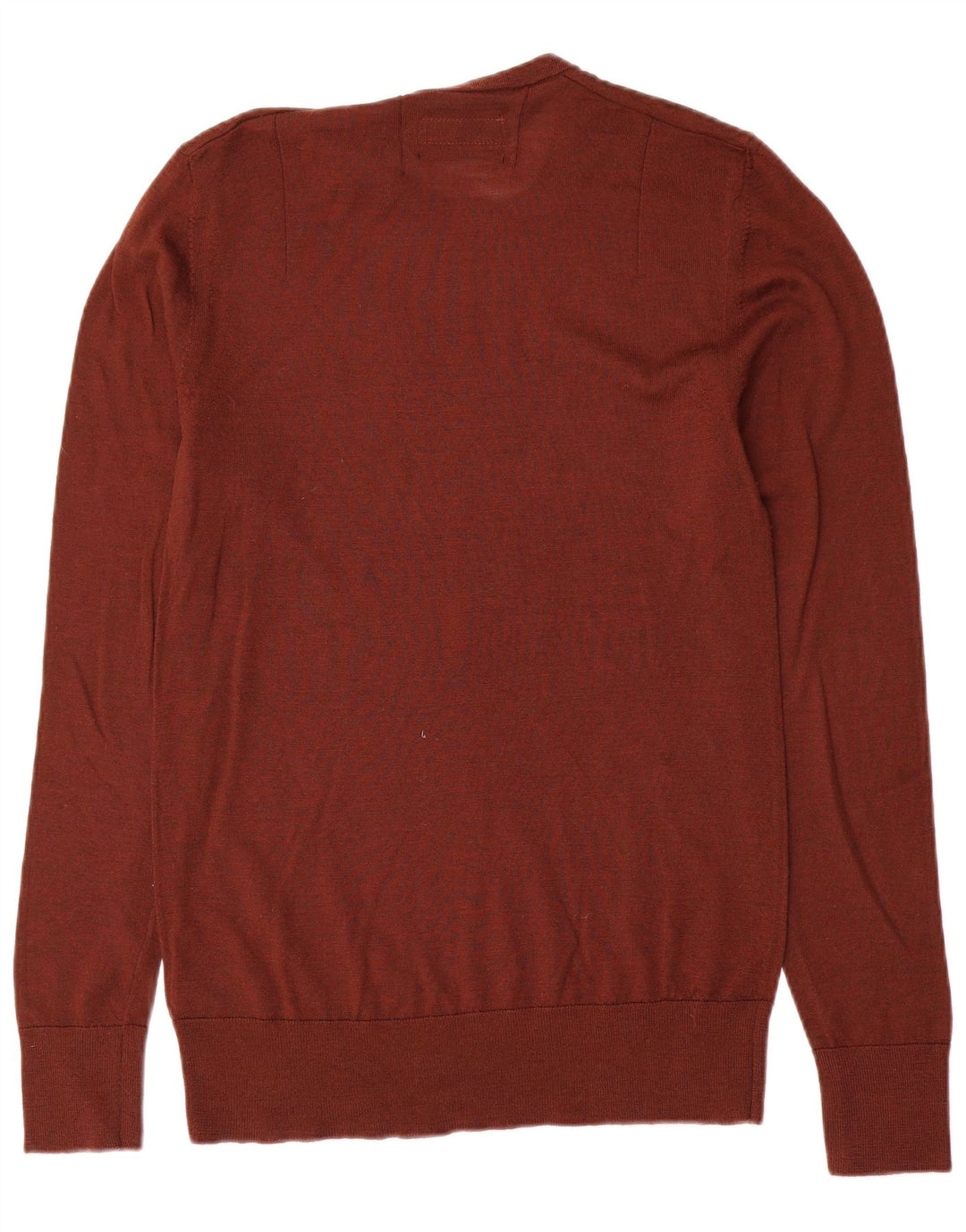 All Saints Pull à col rond pour homme en laine mérinos marron petit
