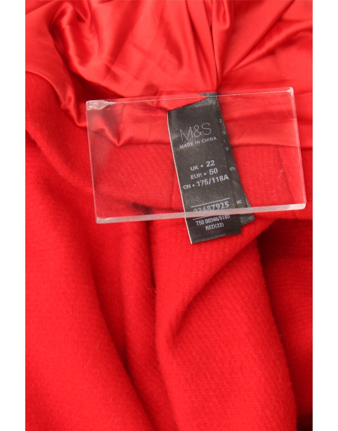 Marks & Spencer Pardessus militaire pour femme UK 22 3XL Rouge Laine Classique