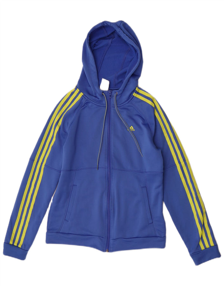 Adidas Pull à capuche zippé pour femme UK 8/10 Petit Bleu Polyester