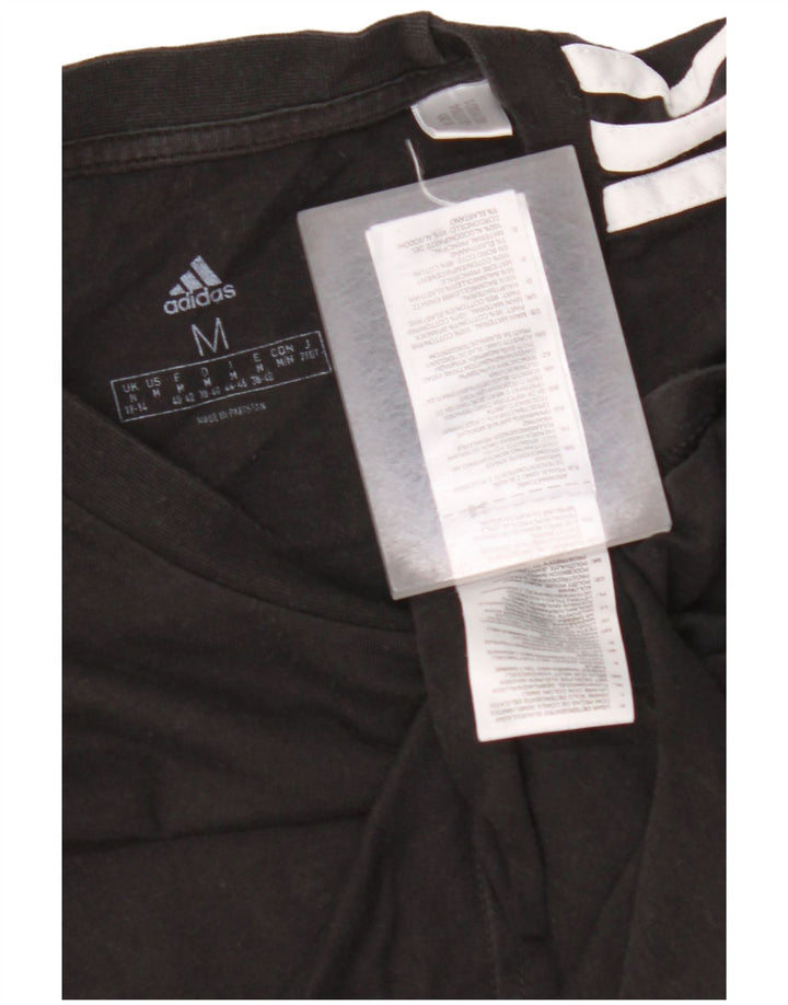 ADIDAS T-Shirt Femme Top UK 12/14 Coton Noir Moyen