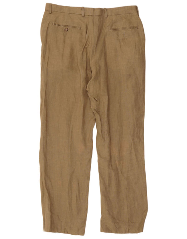 Marks & Spencer Pantalon Chino Droit Homme W34 L31 Lin Beige
