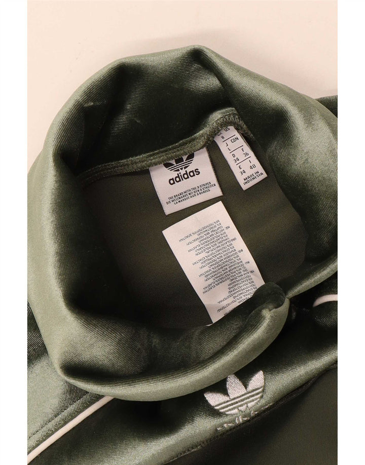 Adidas Haut en velours surdimensionné à manches 3/4 pour femme UK 8 Petit Vert Polyester