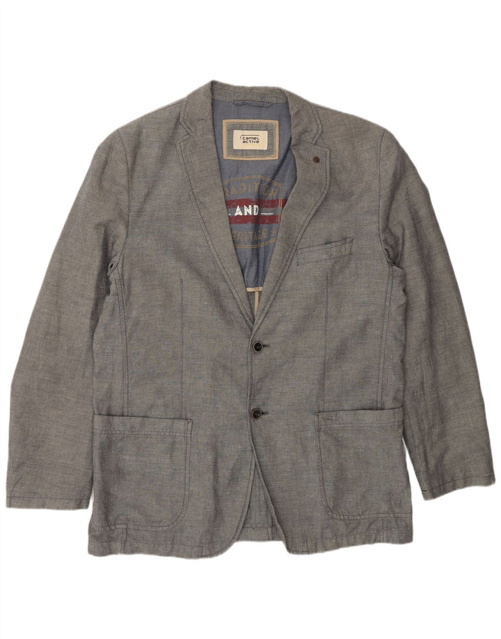 CAMEL ACTIVE Mens 2 Button Blazer Jacket UK 40 Large Grey Cotton