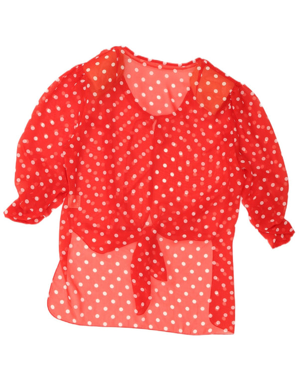 vintage Femmes 3/4 Manches Cardigan Top IT 46 Grand Pois Rouge