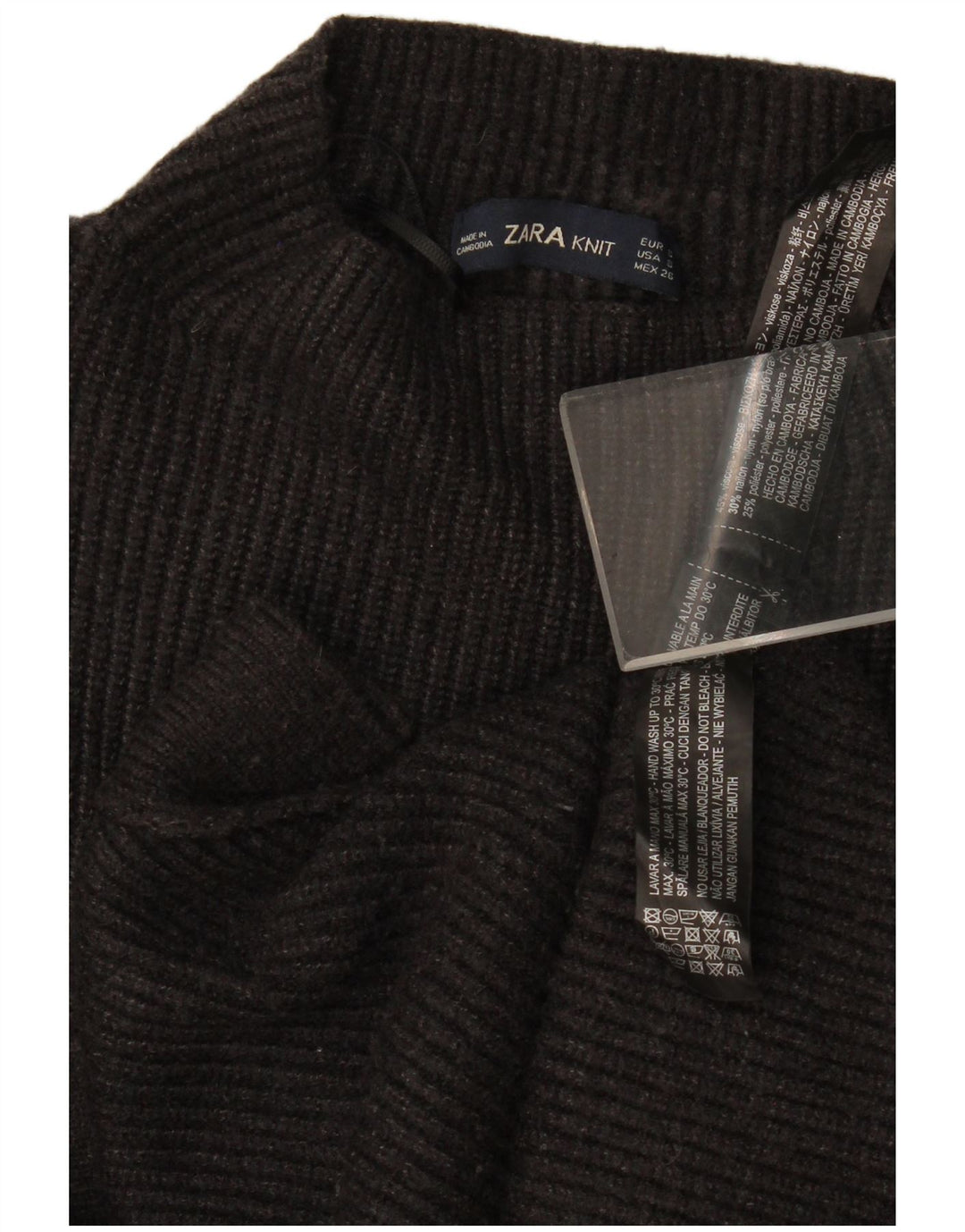Zara Pull surdimensionné à col roulé pour femme UK 10 Small Gris Viscose