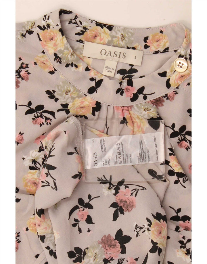 Oasis Chemisier Femme UK 8 Petit Gris Floral Polyester